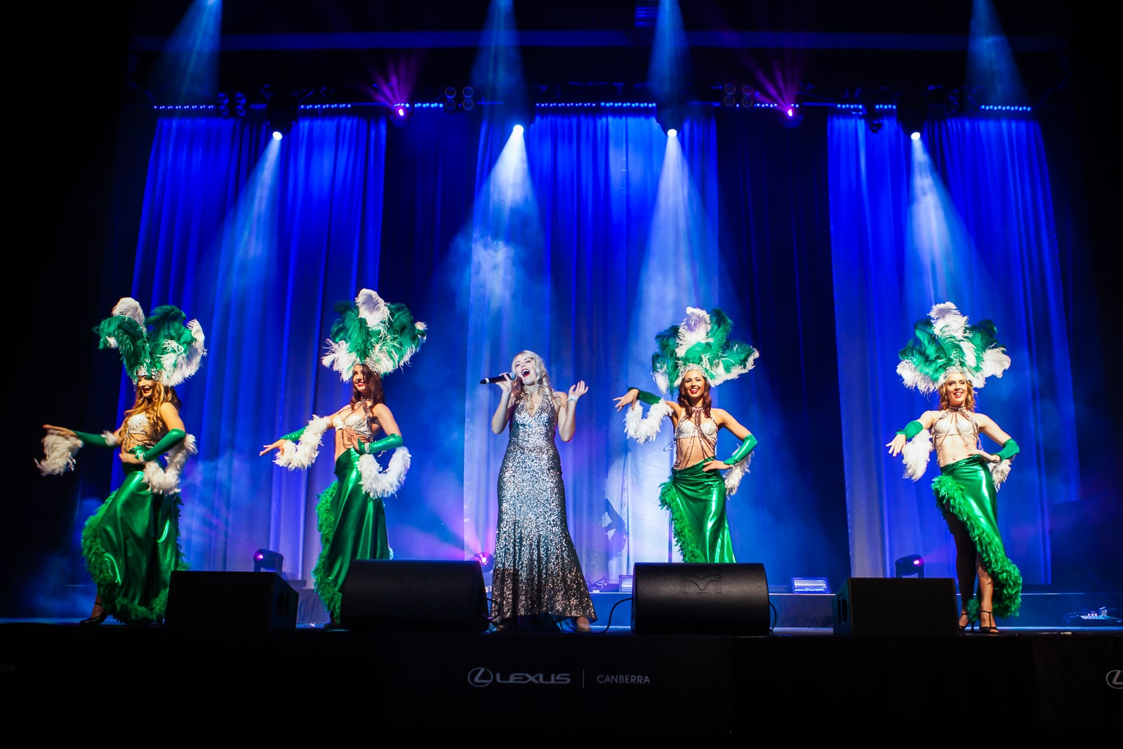 The Emeralds - the official cheer squad for the Canberra Raiders performing at the Ronald McDonald house gala ball