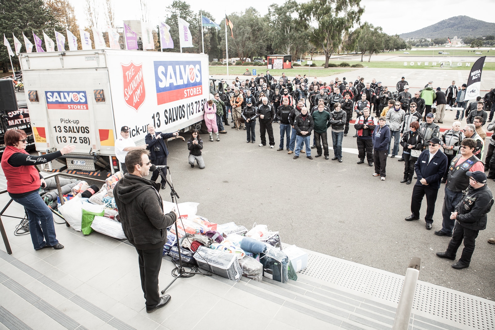 The Salvation Army ‎ Blanket ride 2015 held at the old parliment house in Canberra. It raised around $4000 from the Canberra Motorcyle community
