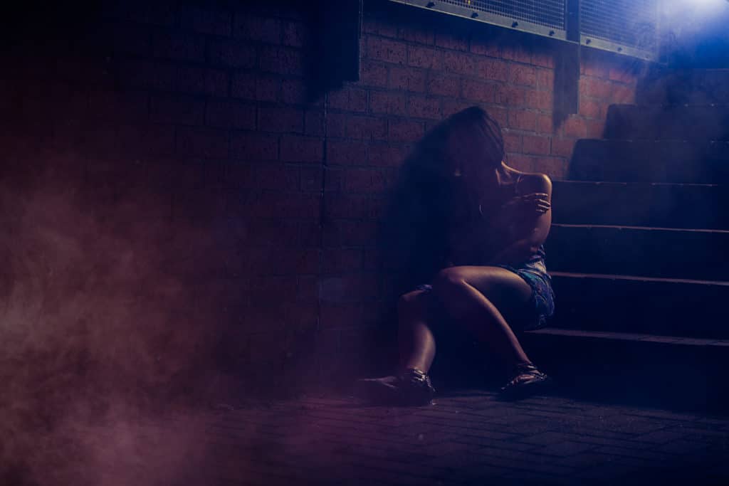 After Woman on stairs