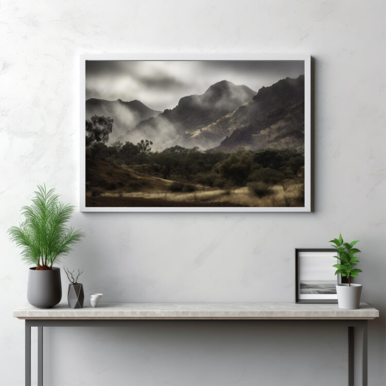 Journey into the heart of Australia with this spectacular image that captures the raw beauty of the MacDonnell Ranges. Behold panoramic views of mountain peaks punctuating the horizon, set against the dramatic backdrop of untamed wilderness. The combination of rugged outdoors, captivating weather patterns, and the expansive landscape paints a breathtaking portrait of nature in its purest form. It's not just a visual spectacle, but an invitation to embrace the majestic beauty that lies in our world's untouched corners.