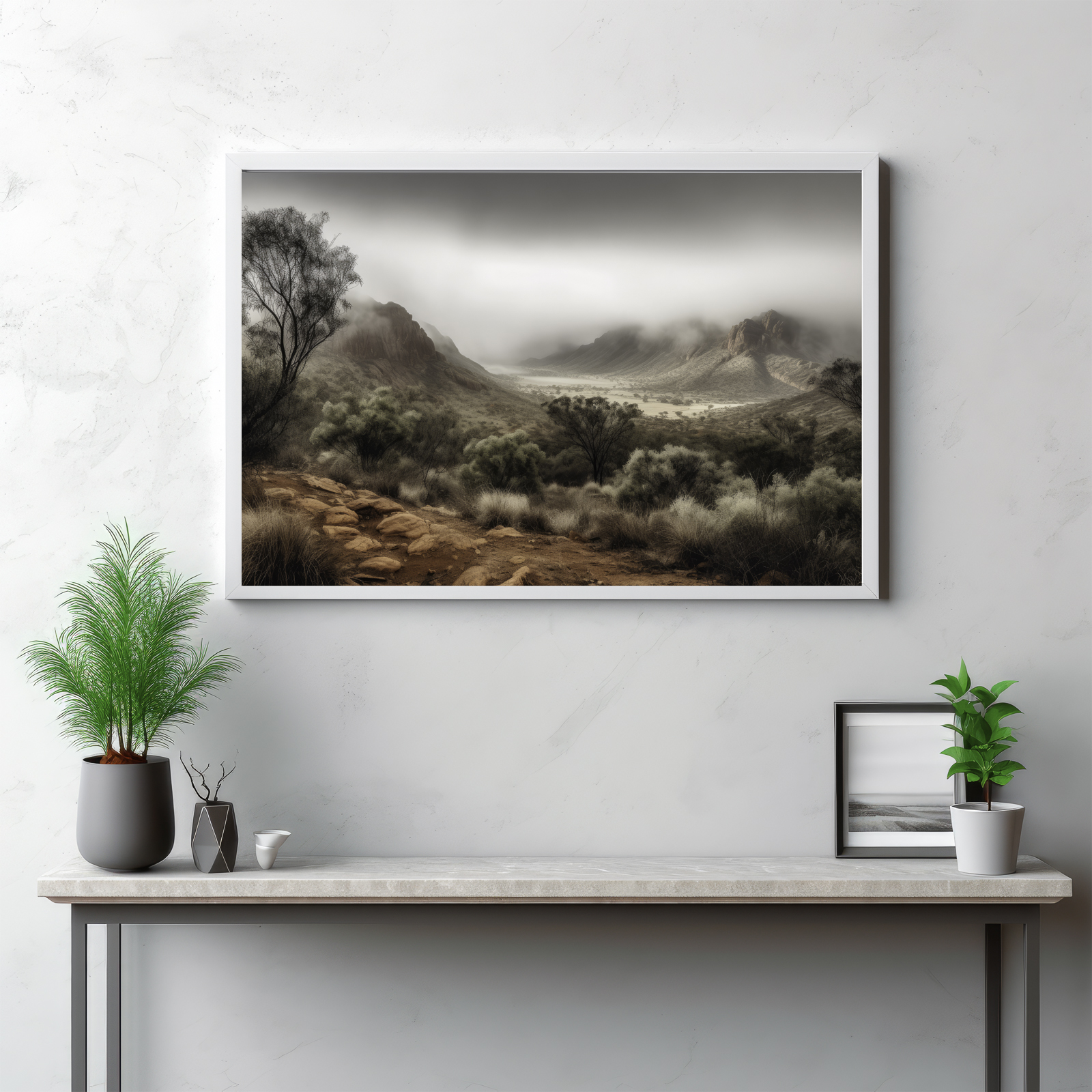 Experience the dramatic panorama of the MacDonnell Ranges with this captivating depiction. The image reveals the changing moods of the weather across the expanse of this untamed wilderness, offering an awe-inspiring look at the landscapes that lie under the Australian sky. The outdoors are transformed into a stage where nature's grandeur is on full display. This isn't merely a view—it's a moving narrative of nature's resilience and beauty, painting a stunning portrait of the Australian outback.