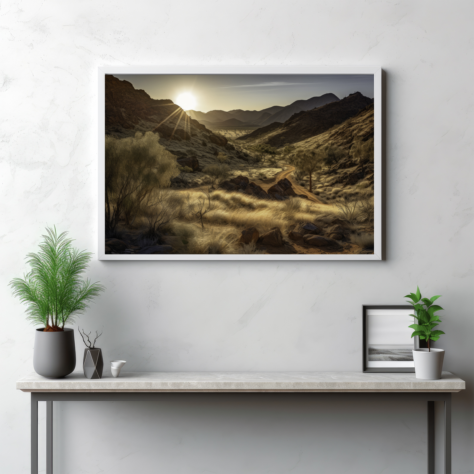 Experience the captivating charm of the MacDonnell Ranges with this panoramic image bathed in soft sunlight. The scene captures the delicate interplay of light and shadow across the expansive wilderness, presenting a picture that's both vibrant and soothing. This is not merely an outdoor view—it's a serene rendezvous with nature, showcasing the timeless allure of the Australian outback under the gentle glow of the sun. Let this panorama take you on a visual sojourn, where the sunlit serenity of the MacDonnell Ranges comes alive.